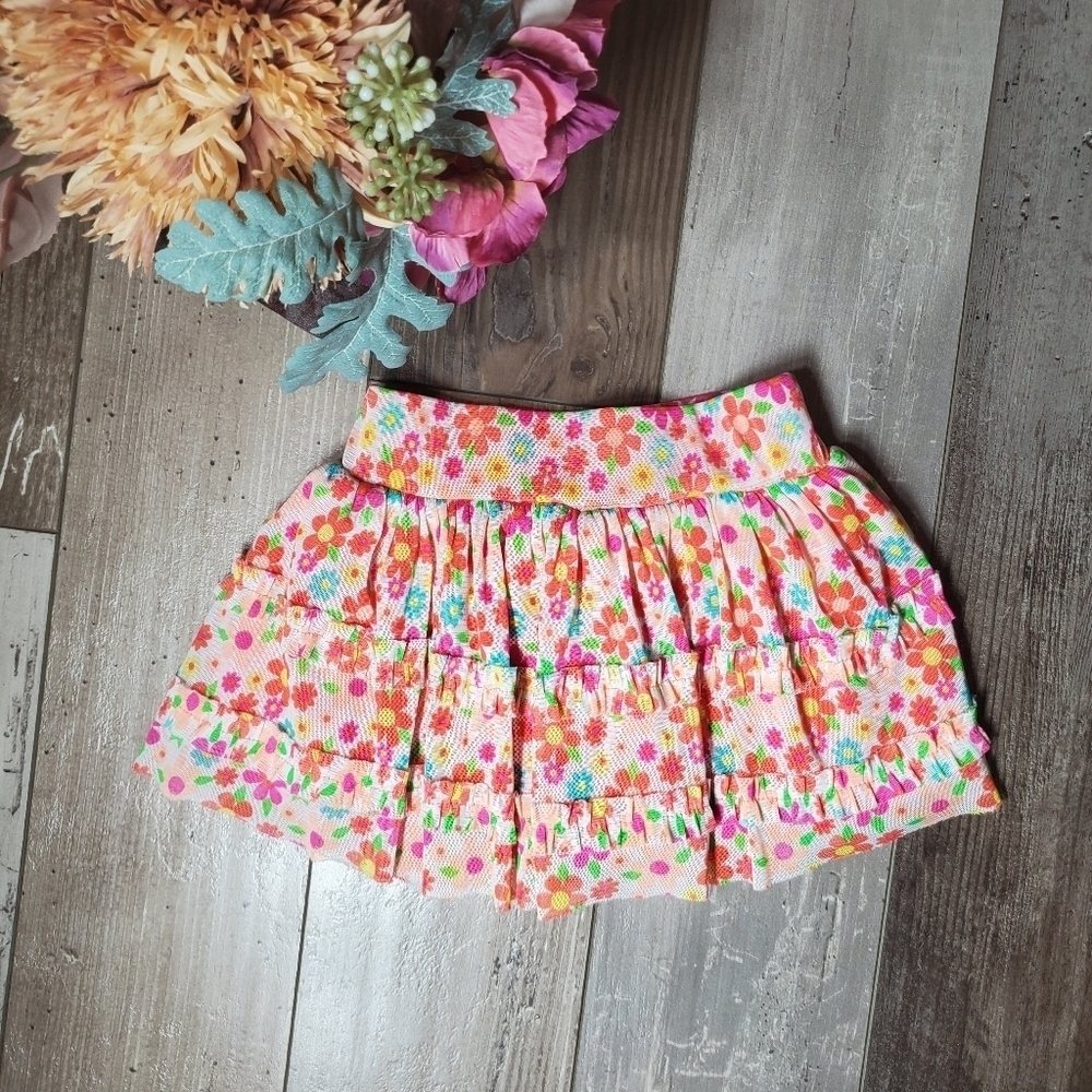 Nickelodeon Coral Colorful Floral Mesh Overlay Baby Girl Skort Size 18m NWOT